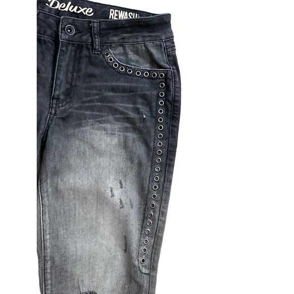 REWASH Womens Size 7 Stonewashed Gray Vintage Reunion Low Rise Ripped Goth Jeans - Picture 6 of 11